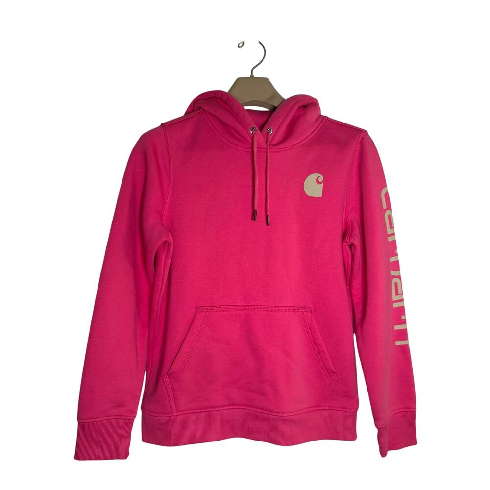 Carhartt Hoodie Womens SMALL Woodrose Pink Relaxed Fit Midweight Pullover